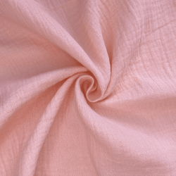 Ткань Муслин Жатый, цвет Нежно-Розовый (на отрез)  в Южно-Сахалинске